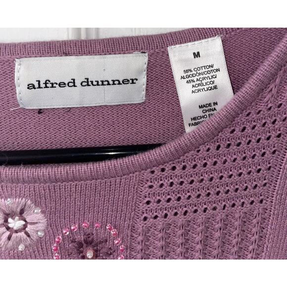 Alfred Dunner Embellished Mauve Sweater Sz M EUC - Picture 3 of 3